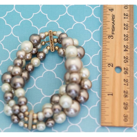 Vintage Elegant Victorian Pearls Flexible Beaded Bracelet - R18 - Picture 3 of 3